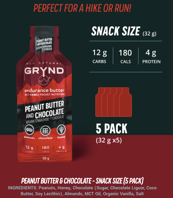 GRYND - All Natural Endurance Butter - Peanut Butter & Chocolate (32g Packs x 5) $16.25
