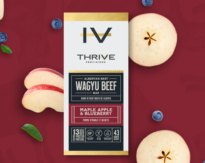 Load image into Gallery viewer, Thrive Provisions Wagyu Beef Bar - Maple Apple &amp; Blueberry 6 Pack/$33
