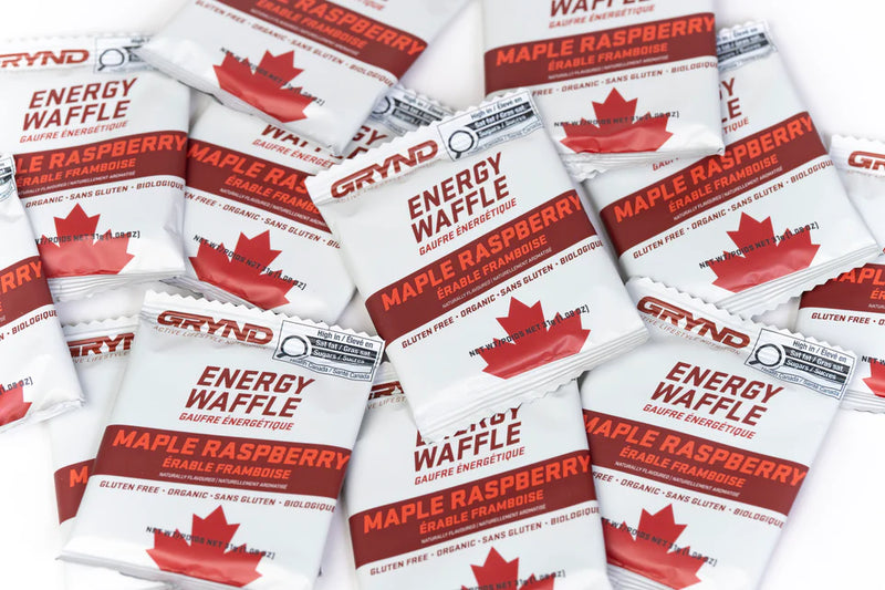 Load image into Gallery viewer, Grynd - GF Maple Raspberry Energy Waffle 12 Pack
