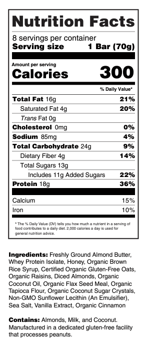 G2G Protein Bar - Almond Oatmeal Cookie Box of 8