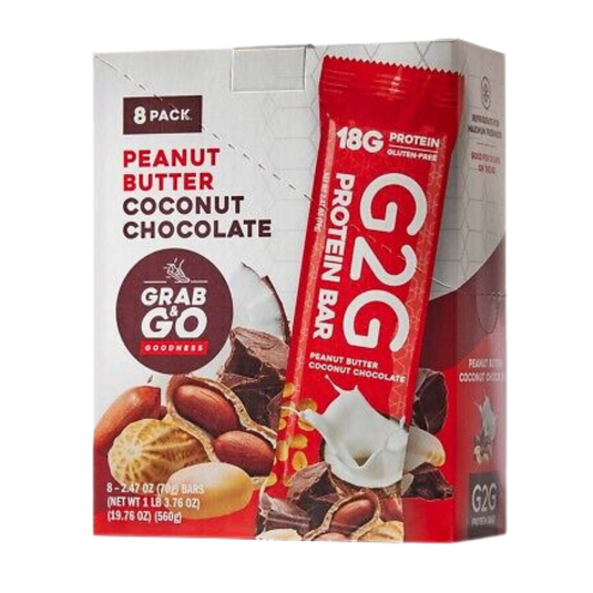 G2G Protein Bar - Peanut Butter Coconut Chocolate Box of 8