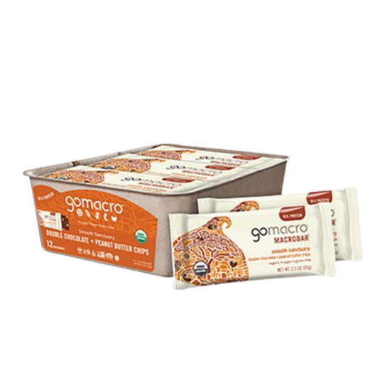 GoMacro Macrobars - Double Chocolate + Peanut Butter Chips Box of 12