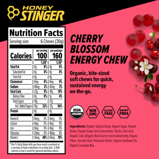 Honey Stinger Organic Energy Chews - Cherry Blossom box of 12