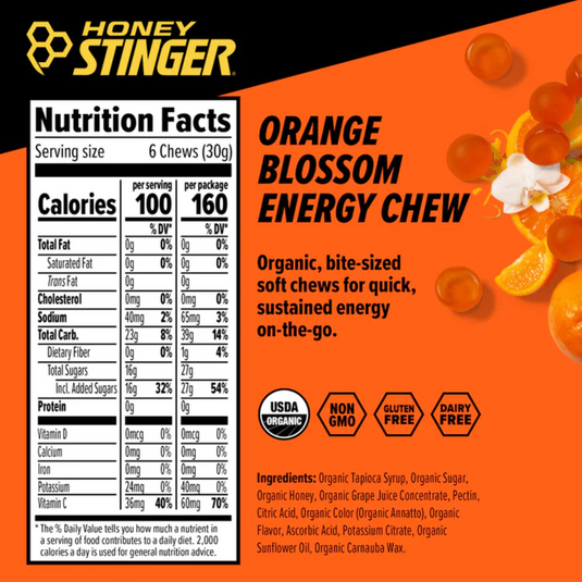 Honey Stinger Organic Energy Chews - Orange Blossom Box of 12