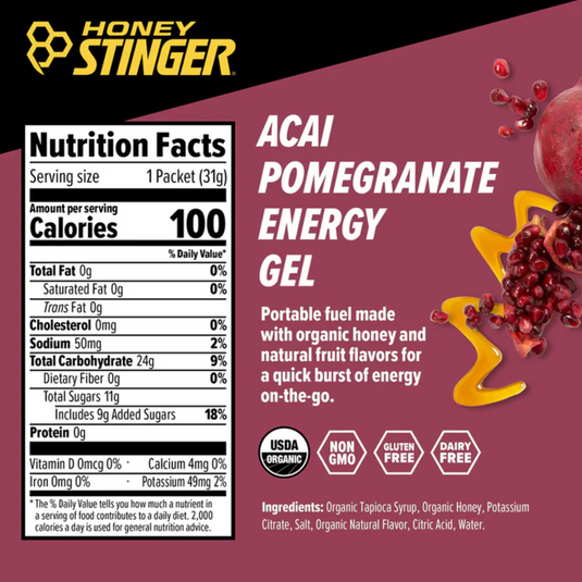 Honey Stinger Organic Energy Gel - Acai Pomegranate 6 Pack