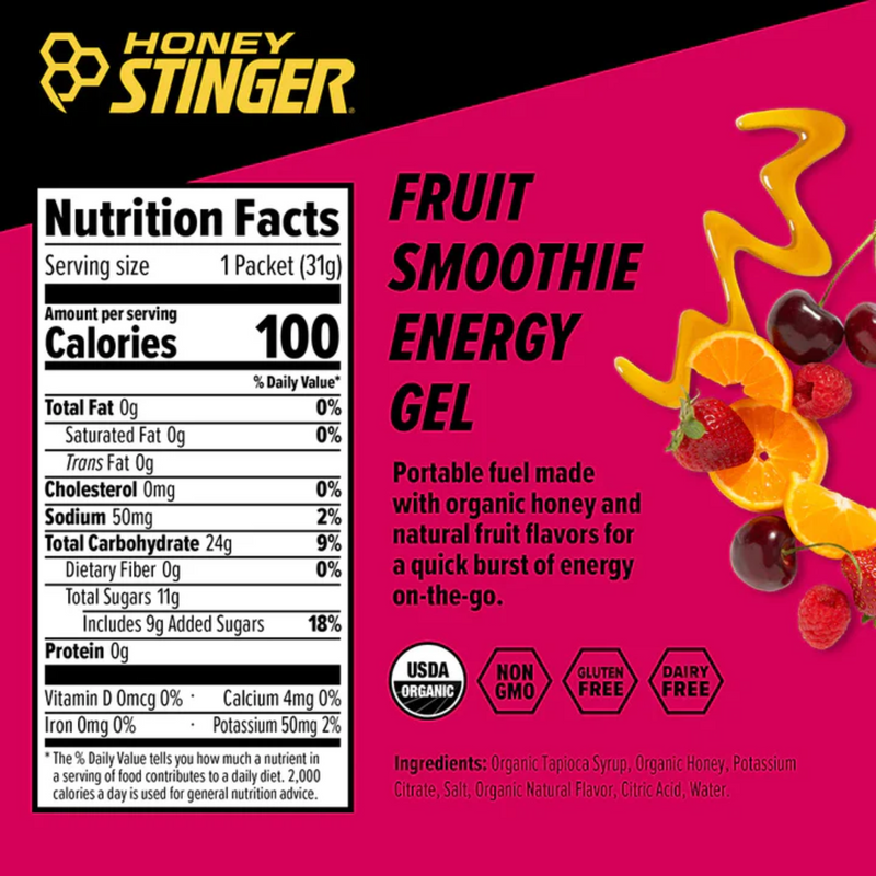 Load image into Gallery viewer, Honey Stinger Organic Energy Gel - Fruit Smoothie 6 Pack
