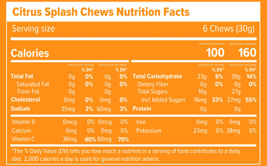 Honey Stinger Citrus Splash Energy Chews -  Box of 12