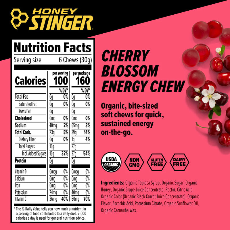 Load image into Gallery viewer, Honey Stinger Organic Energy Chews - Cherry Blossom box of 12
