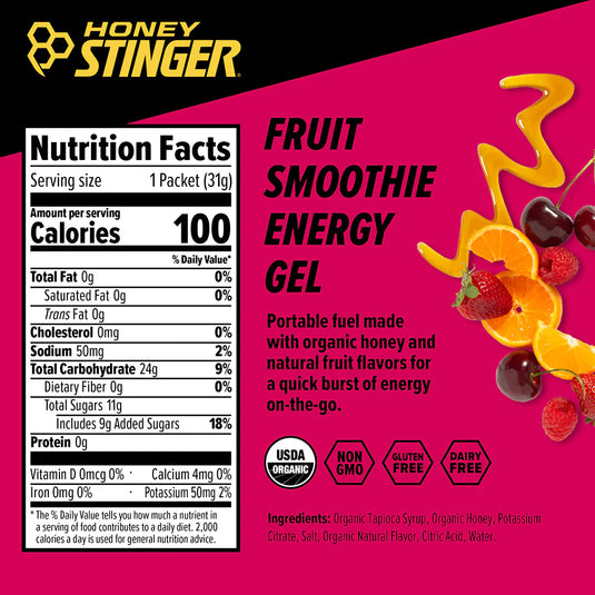 Honey Stinger Organic Energy Gel - Fruit Smoothie 6 Pack