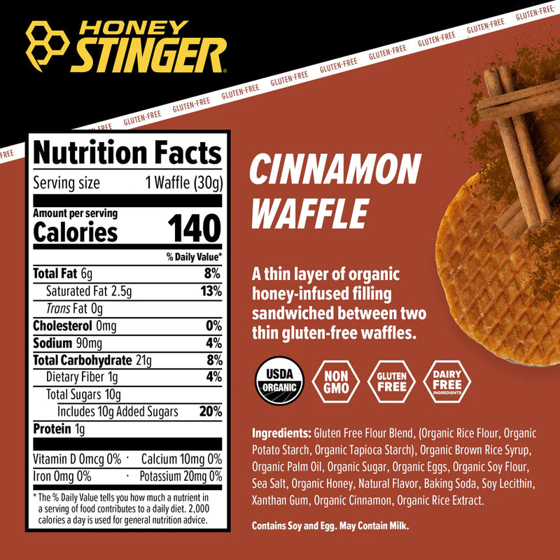 Load image into Gallery viewer, Honey Stinger Organic Waffles - GF Cinnamon 12 Pack
