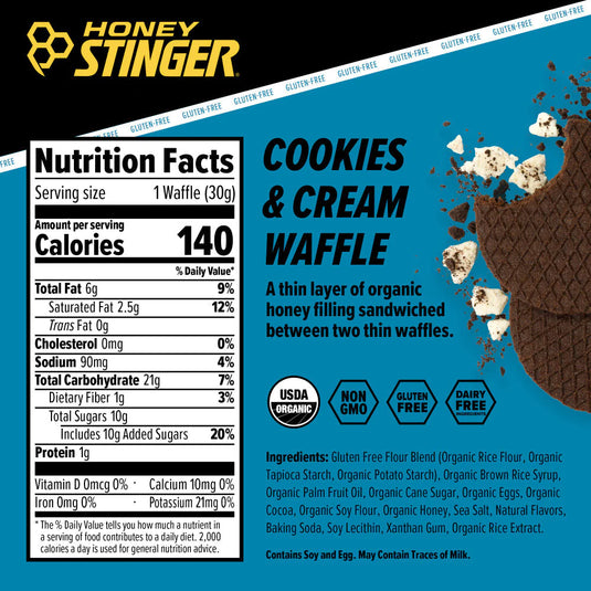 Honey Stinger Organic Waffles - Cookies and Cream 12 Pack