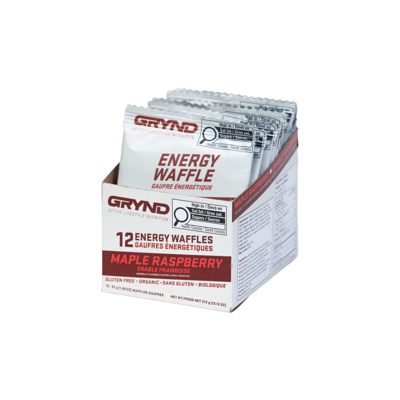 Load image into Gallery viewer, Grynd - GF Maple Raspberry Energy Waffle 12 Pack
