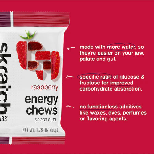 Skratch Energy Chews Sport Fuel - Raspberry Single Pouch 10 pack