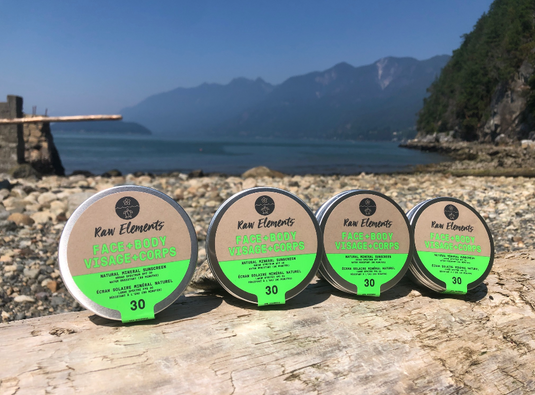 RAW ELEMENTS FACE + BODY TIN SPF 30 "Plastic Free" 4 PACK